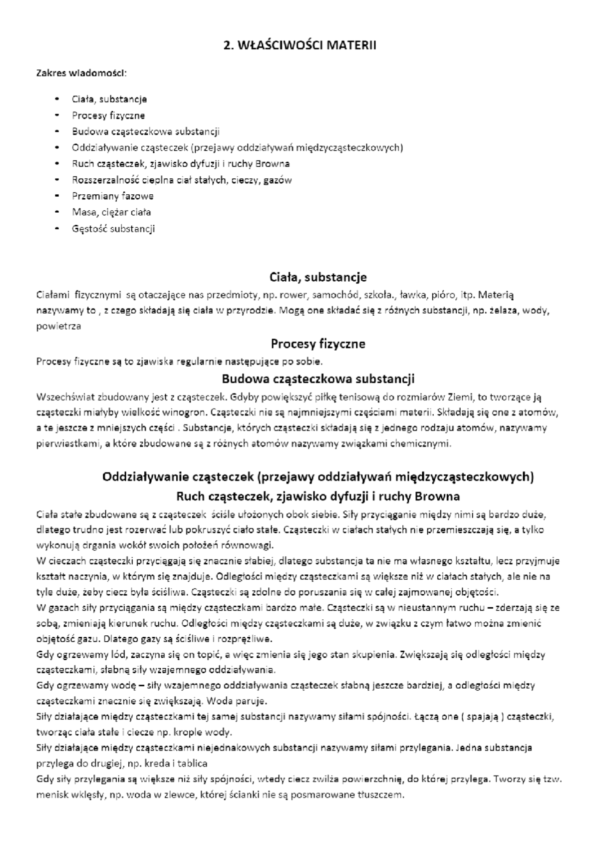 2. WŁAŚCIWOŚCI Materii - PDF Darmowe pobieranie - Geografia - Studocu