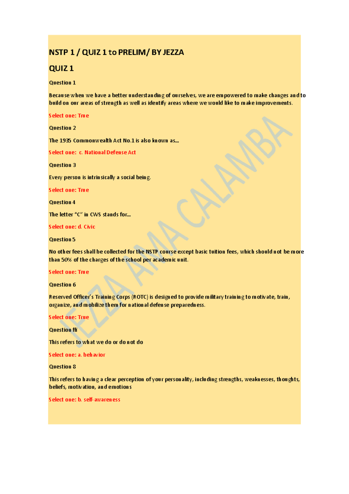 Toaz-nstp-q1-to-prelims compress - NSTP 1 / QUIZ 1 to PRELIM/ BY JEZZA ...