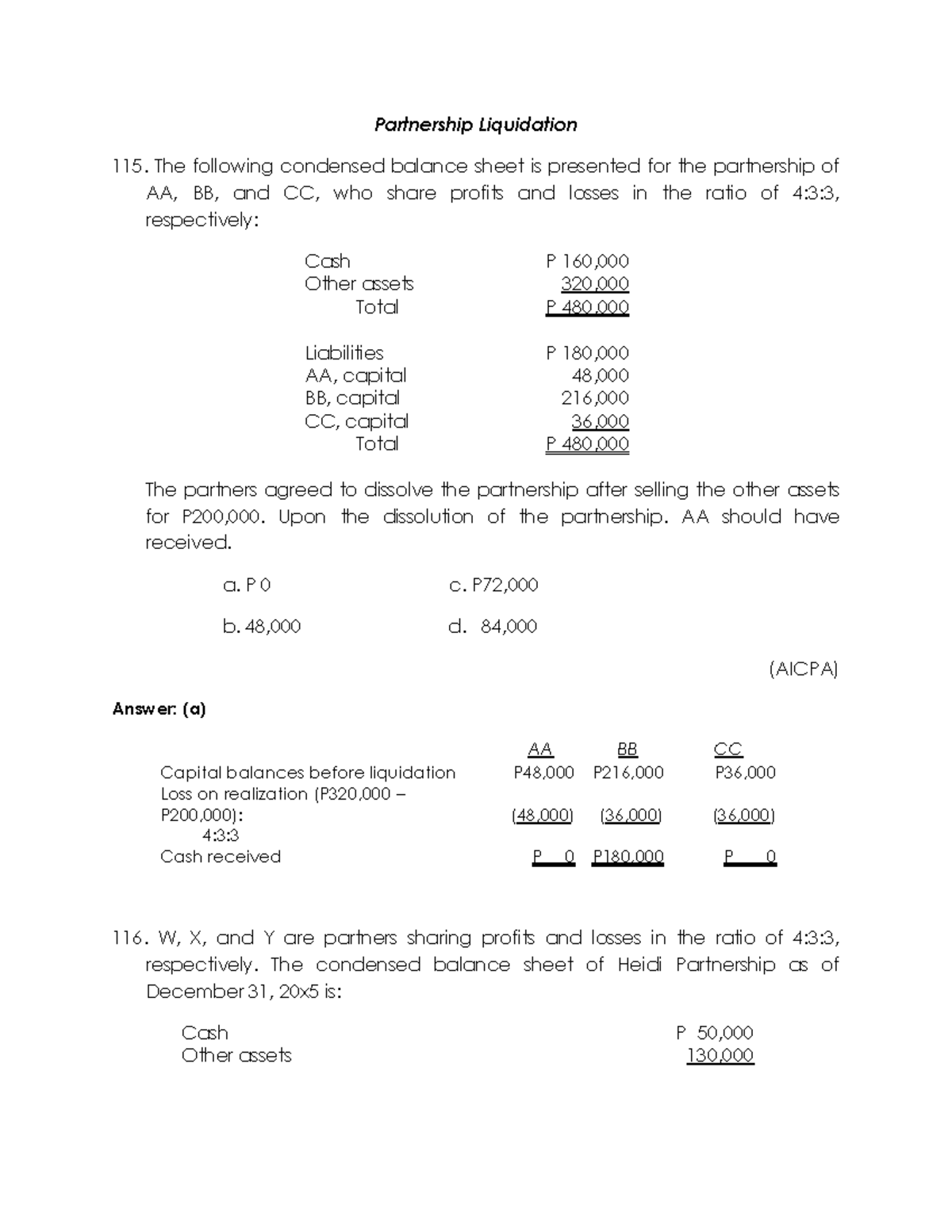 Advance Financial Accounting And Reporting Liquidation Partnership 