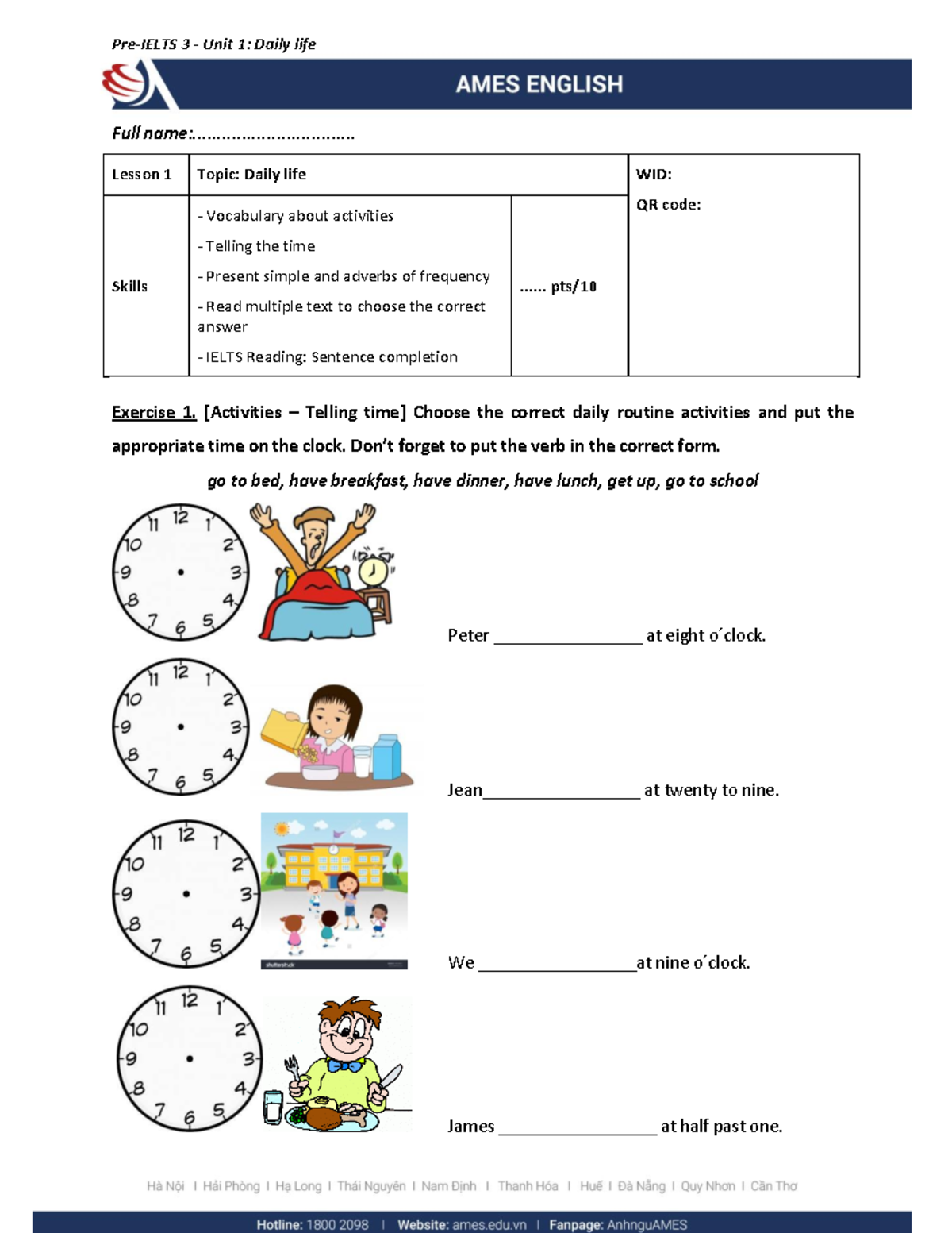 01. Worksheet - Unit 1 - Lesson 1 - Full name ...