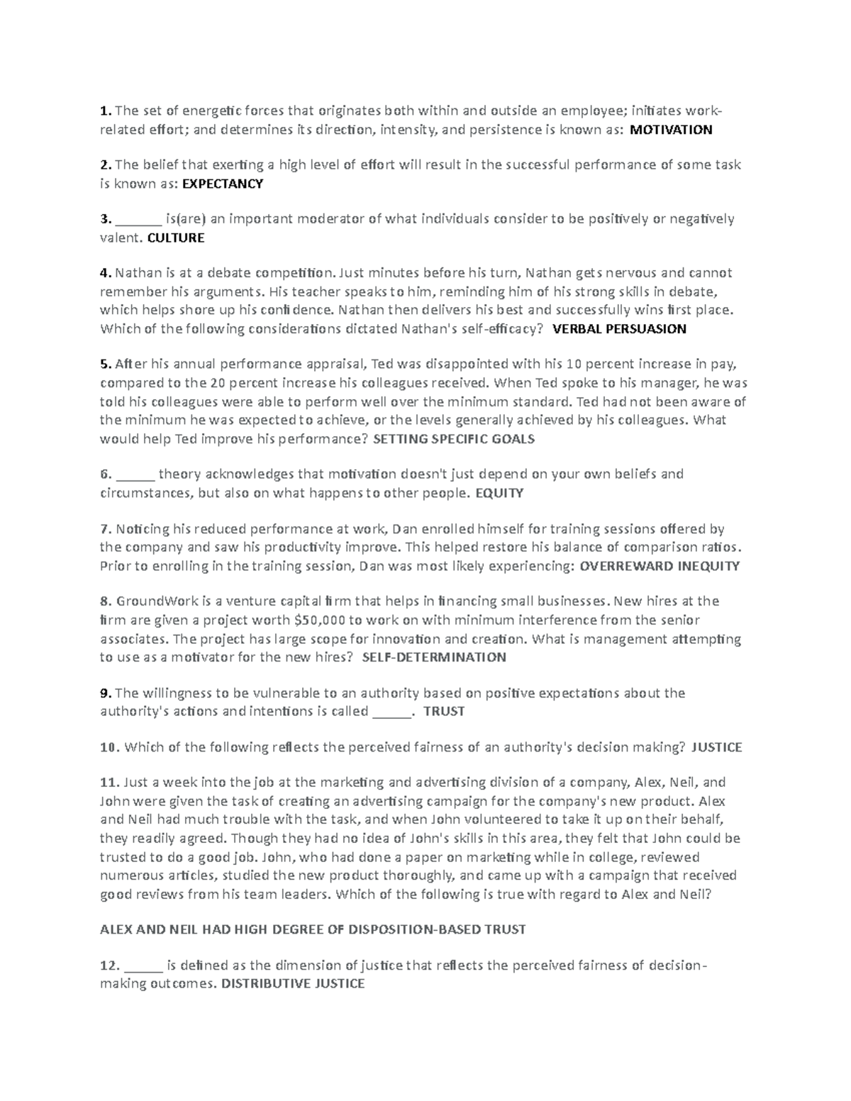 Exam 2 Sample questions - 1. The set of energetic forces that ...