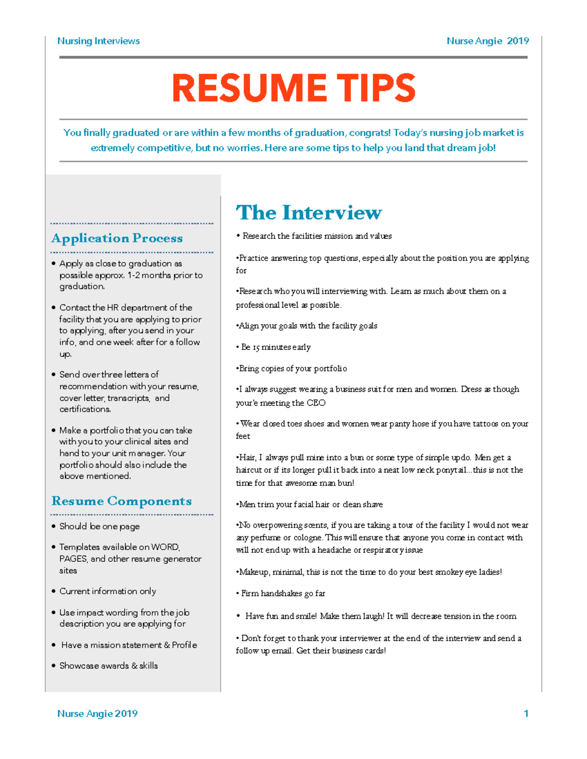 Resume and interview tips - Nursing Interviews Nurse Angie 2019 The ...