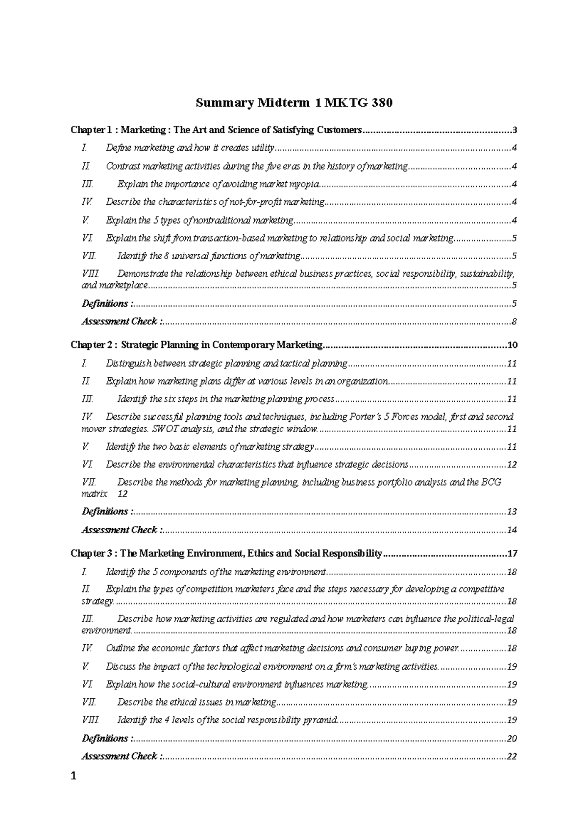 Chapter review for midterm 1 - VIII. Demonstrate the relationship ...