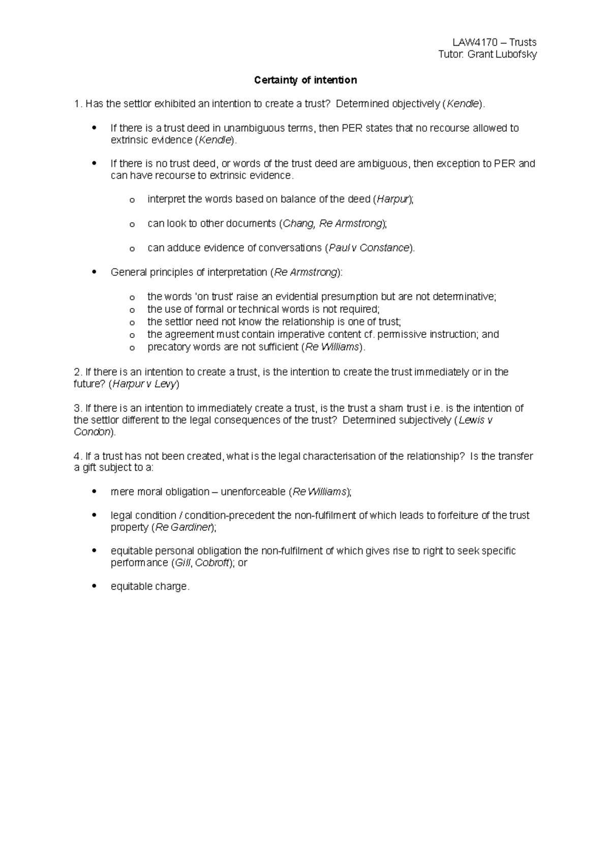 Certainty of intention flowchart - Tutor: Grant LubofskyLAW4170 ...