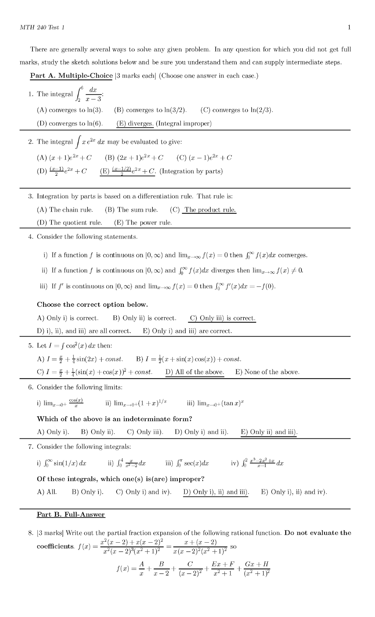 MTH 240 Calculus II Exam - MTH 240 - Studocu