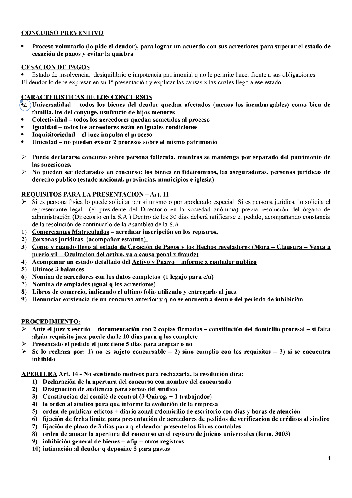 Concurso Parte 1 De La Ley 4 Concurso Preventivo Proceso