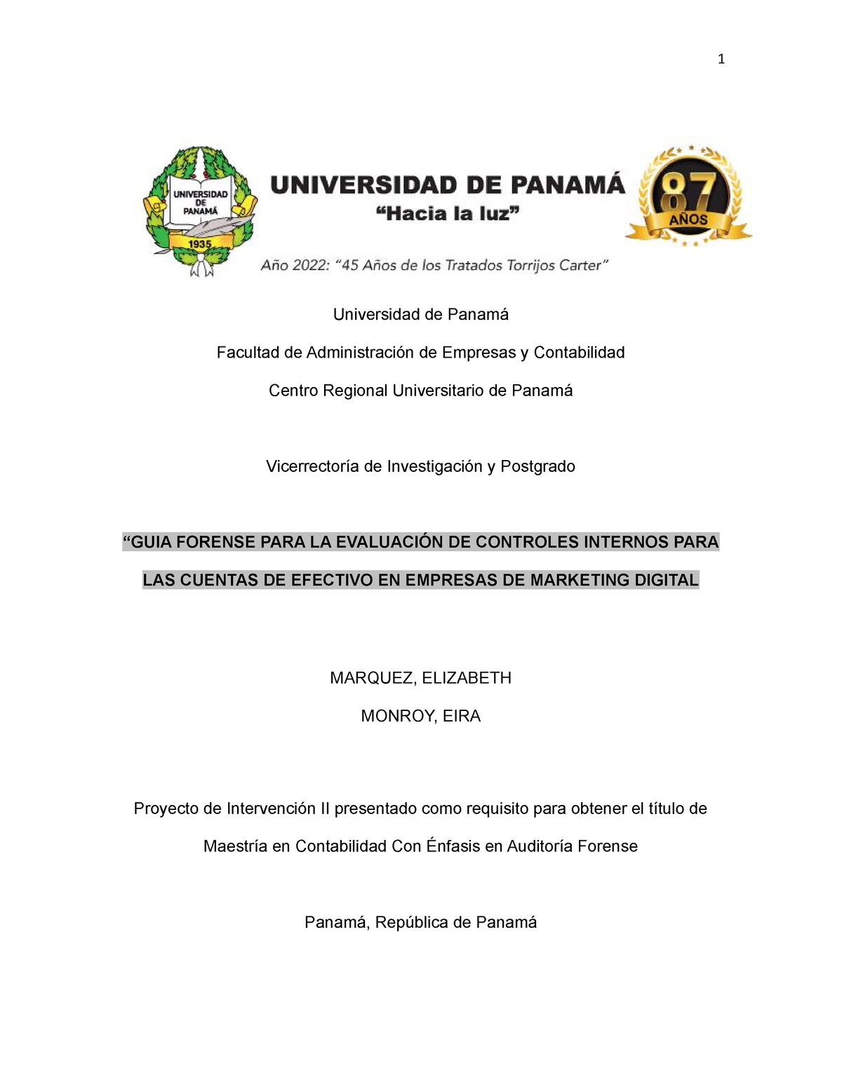 Propuesta 02enero 2023 Universidad De Panamá Facultad De Administración De Empresas Y 2969