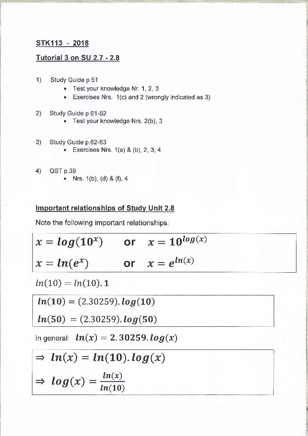 TUT 3 MEMO - this is the memo to the tutorial - STK113 2018 Tutorial 3 ...