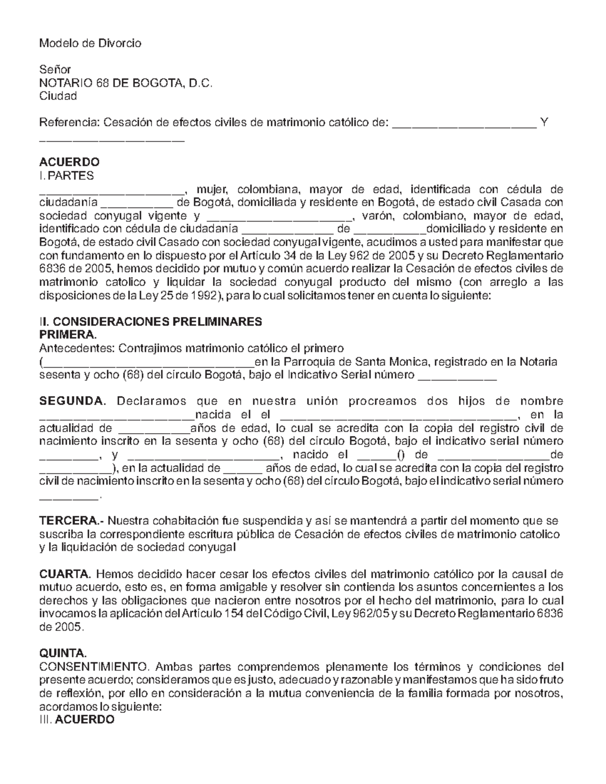 Formato De Divorcio Notaria 68 Modelo De Divorcio Señor Notario 68 De