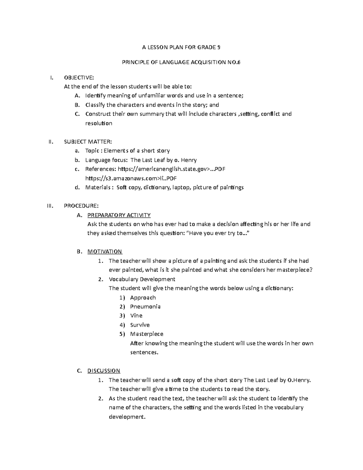 elements-of-a-short-story-a-lesson-plan-for-grade-9-principle-of