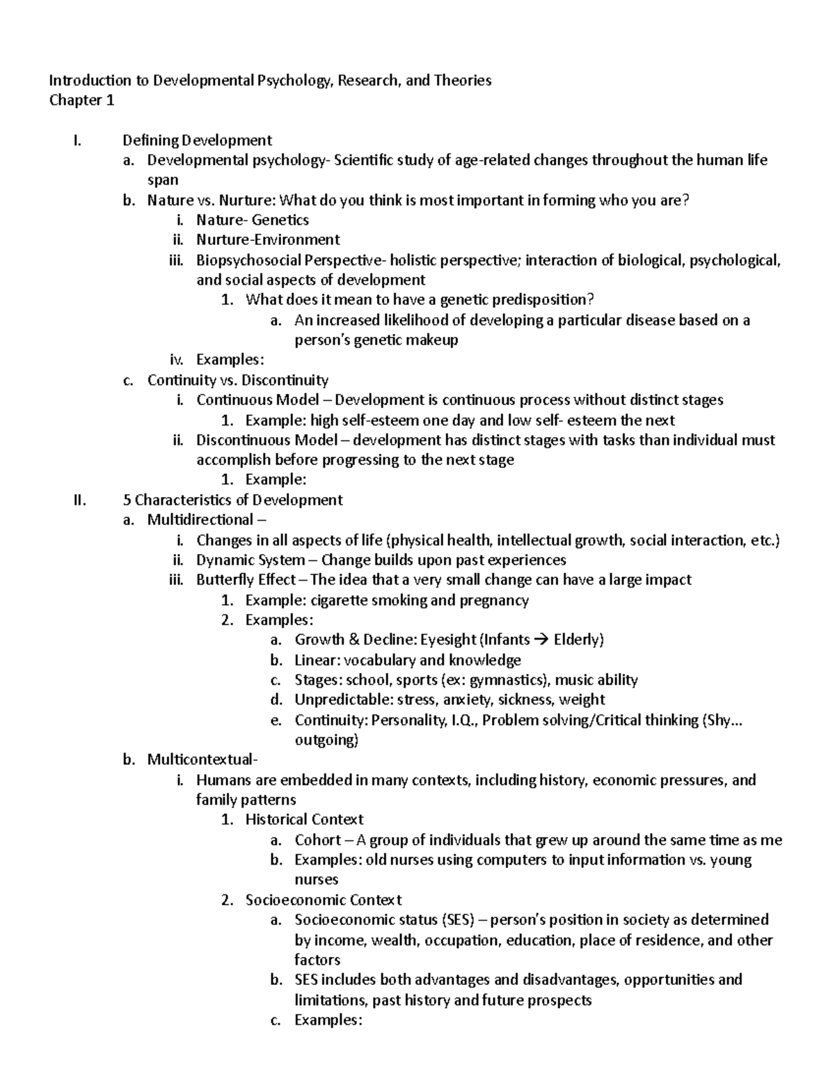 Chapter 1 (Psych 204) Part 1 - Introduction to Developmental Psychology ...