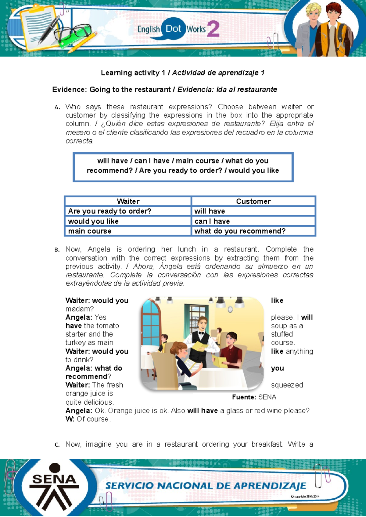 Learning activity 1 Actividad de aprendi - Learning activity 1 ...