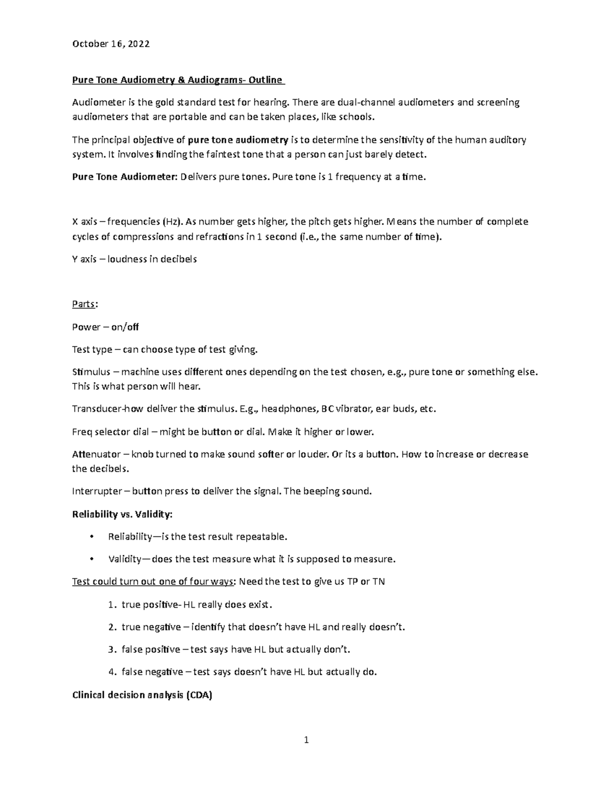 Module 5 - Pure Tone Audiometry-Audiograms outline - Pure Tone ...
