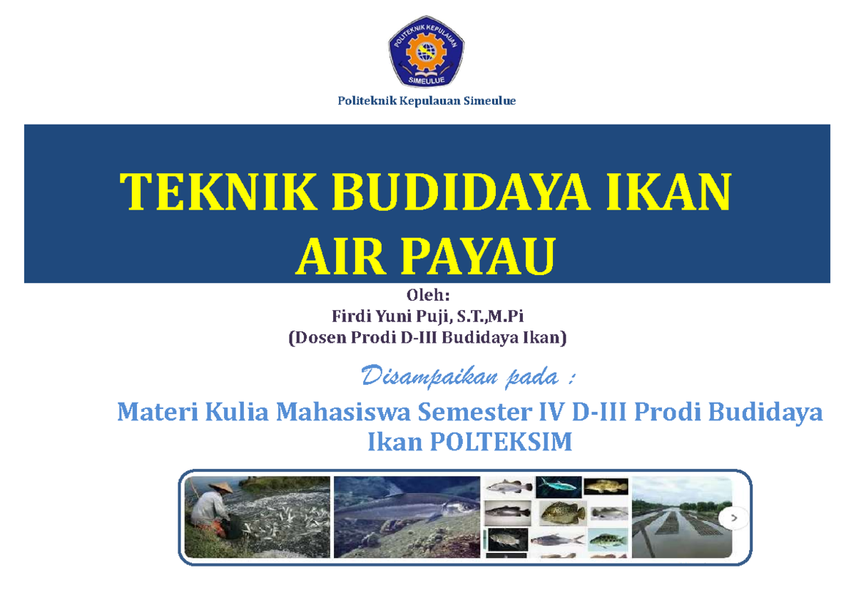 Materi Teknik Budidaya Ikan Air Payau Pertemuan 1 Dan 2 - Oleh: Firdi ...