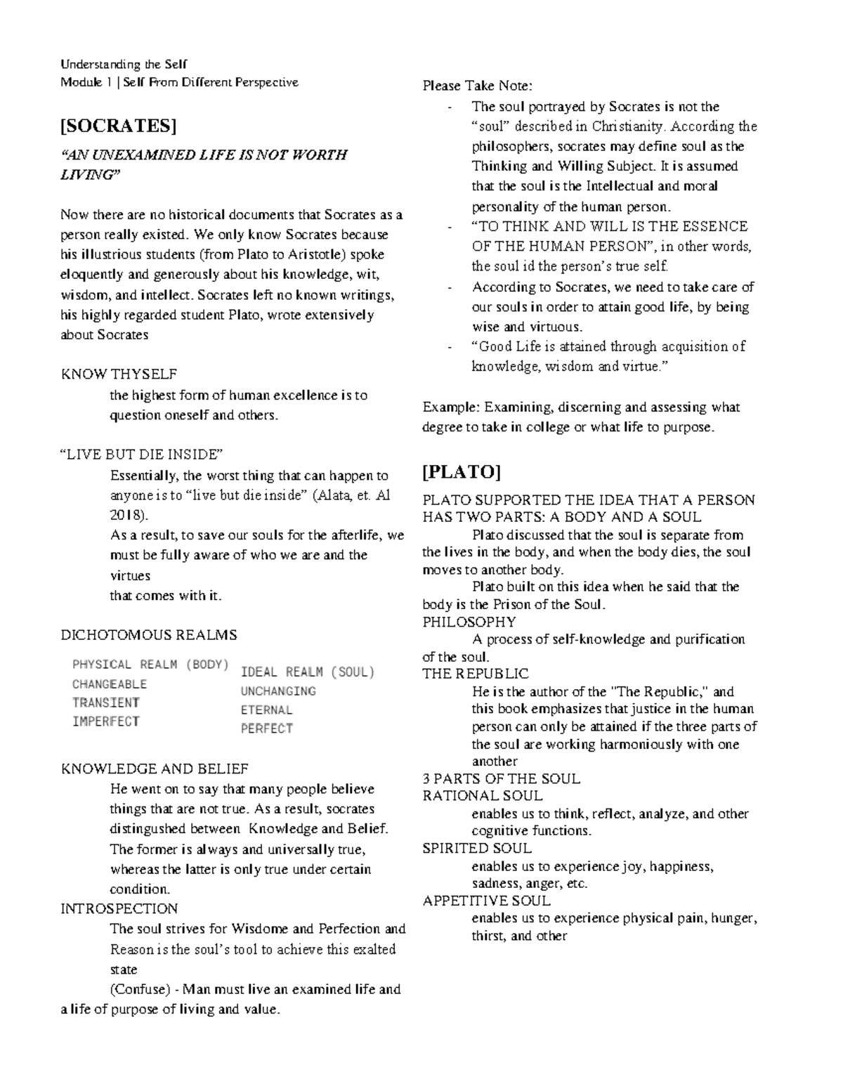 Understanding the self m1 understanding the self module 1 self from