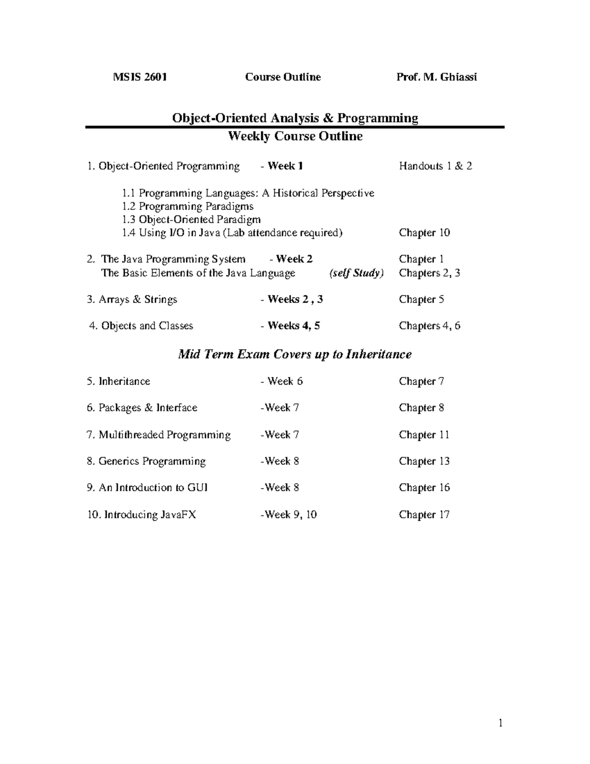 XJava Outline-V2020 - This is the lecture notes for Object Oriented ...