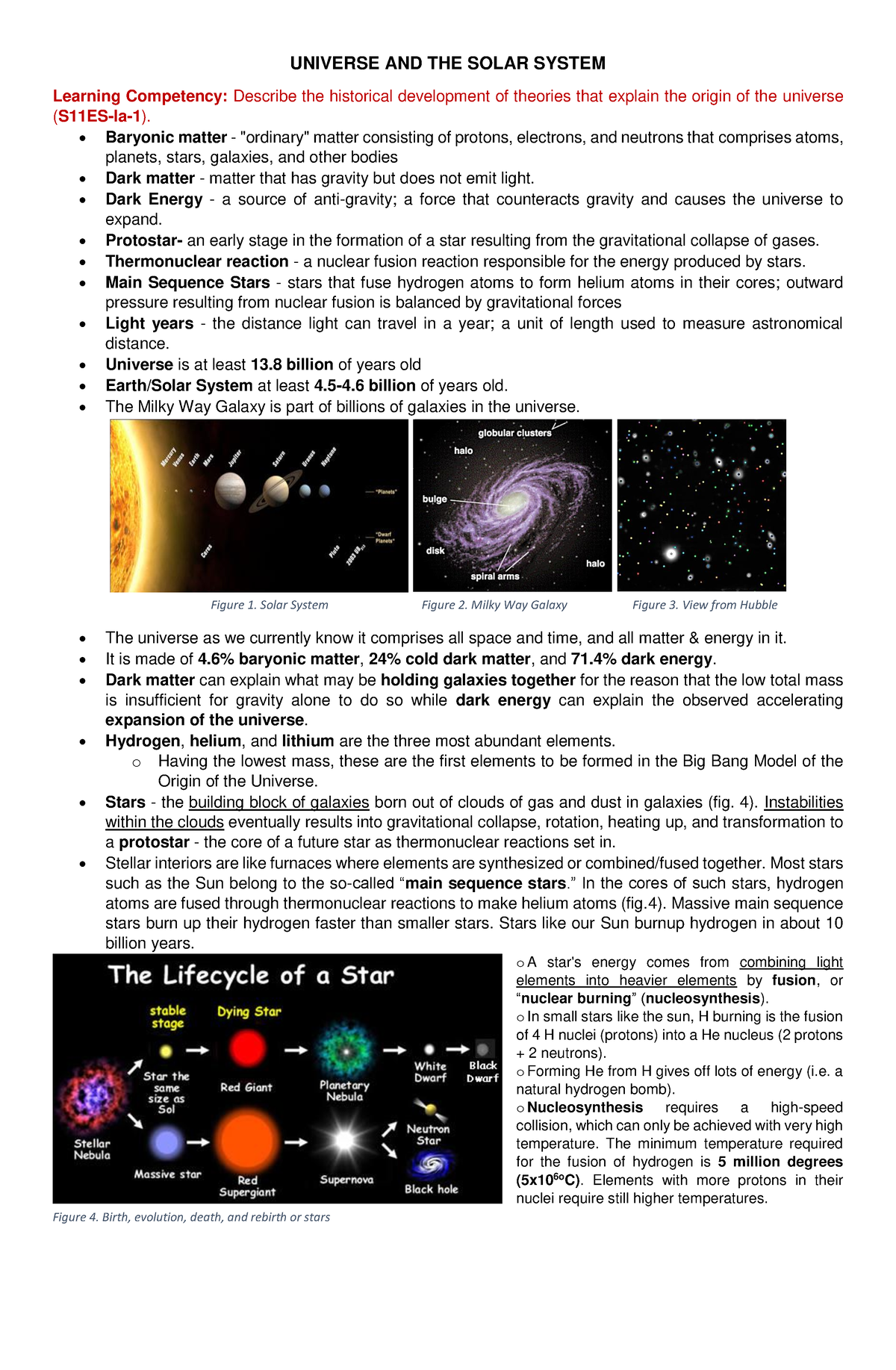 Science Earth Grade 11 - UNIVERSE AND THE SOLAR SYSTEM Learning ...