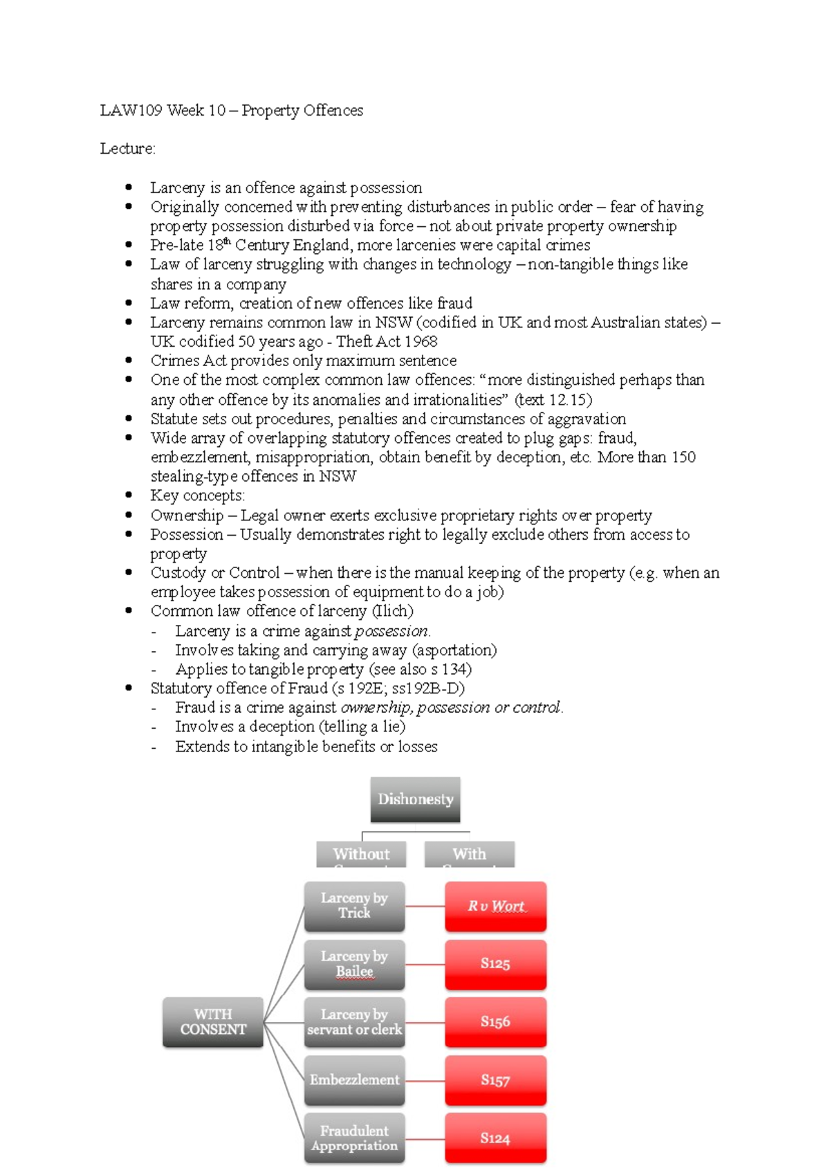 LAW109 Week 10 Property Offences - LAW109 Week 10 – Property Offences ...