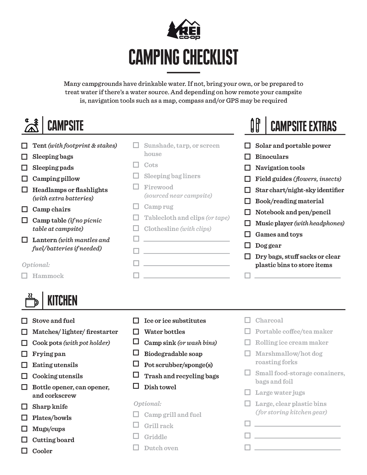 Camping Checklist Final - Charcoal Portable coffee/tea maker Rolling ...