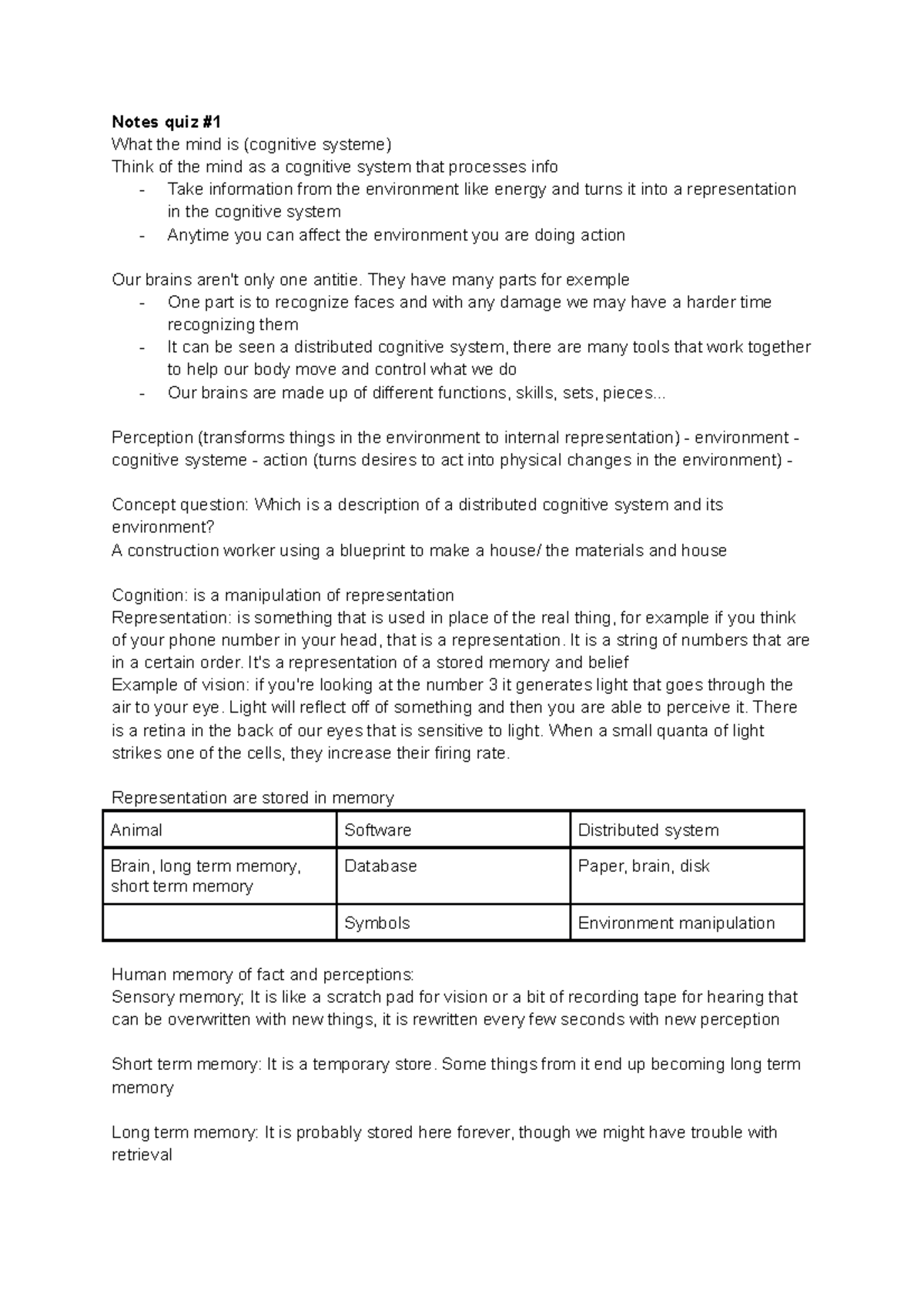 Final exam full study guide - Notes quiz # What the mind is (cognitive ...