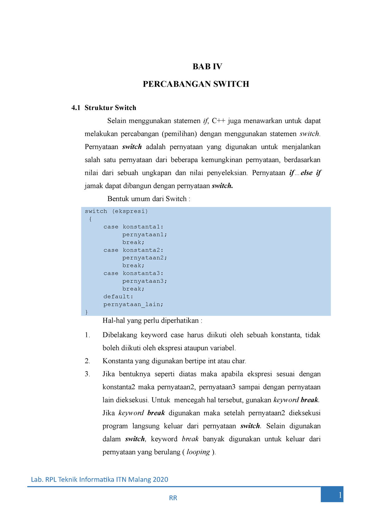 BAB IV - Kumpulan Catatan Bab 4 - Lab. RPL Teknik Informatika ITN ...