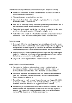 Law of Banking and Payment in South Africa Robert Sharrock - StuDocu