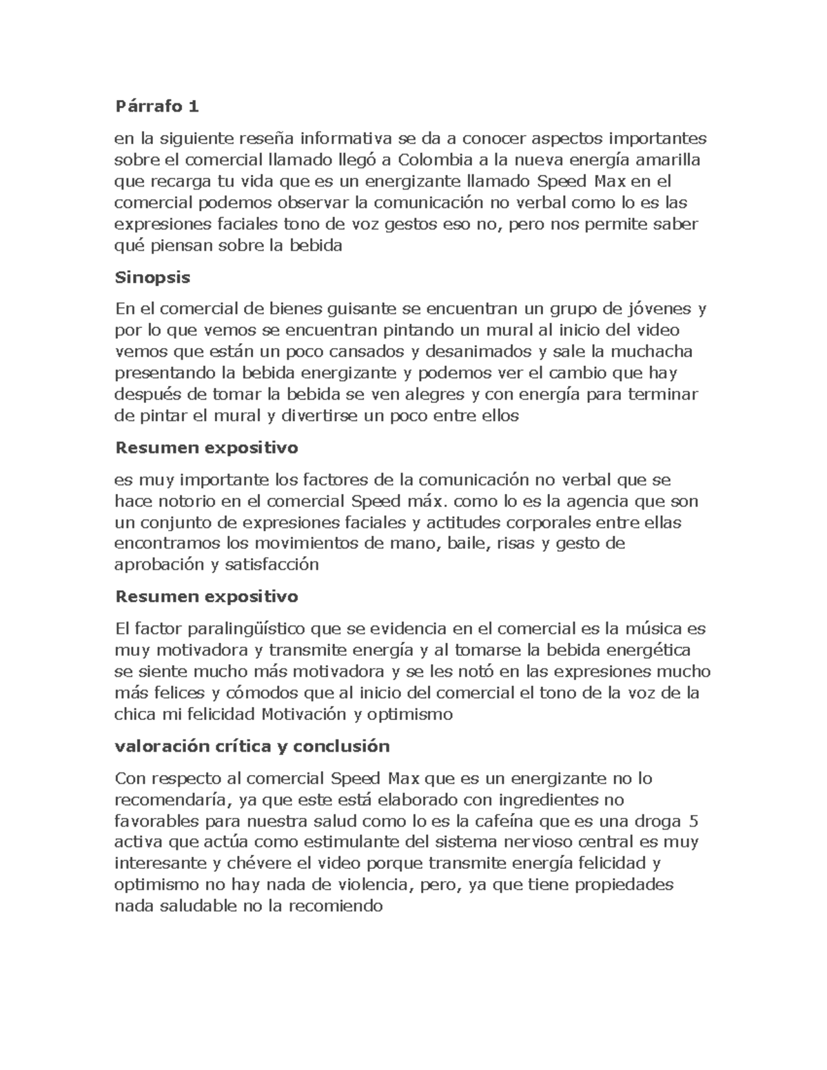 Reseña informativa - Párrafo 1 en la siguiente reseña informativa se da ...