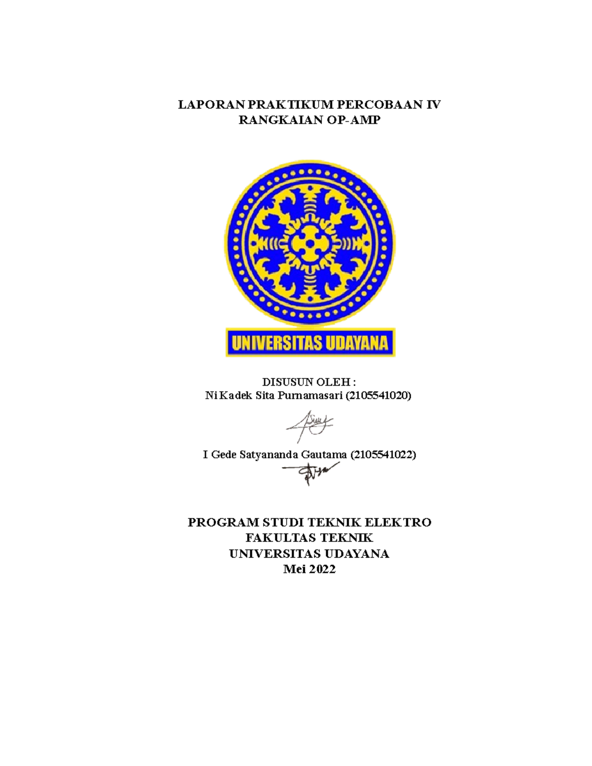 Laporan Praktikum Op-Amp - LAPORAN PRAKTIKUM PERCOBAAN IV RANGKAIAN OP ...