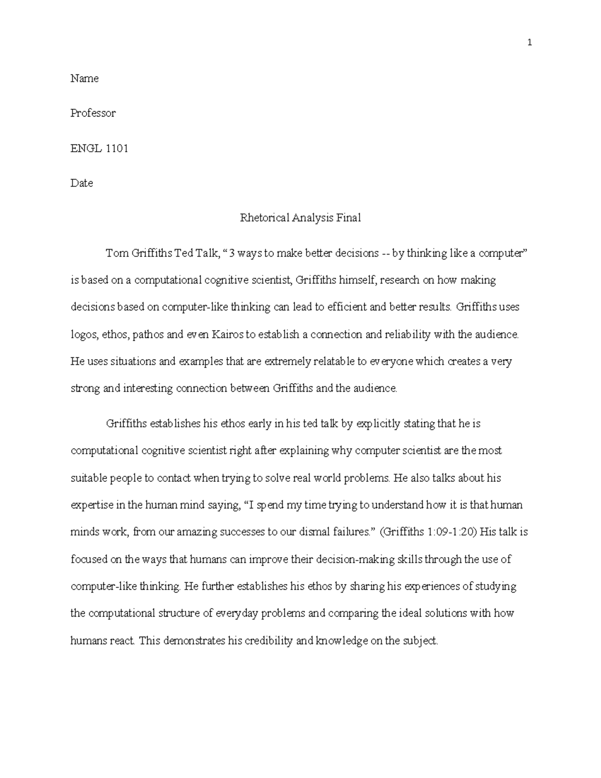 Rhetorical Analysis Essay - 3 ways to make better decisions - by ...