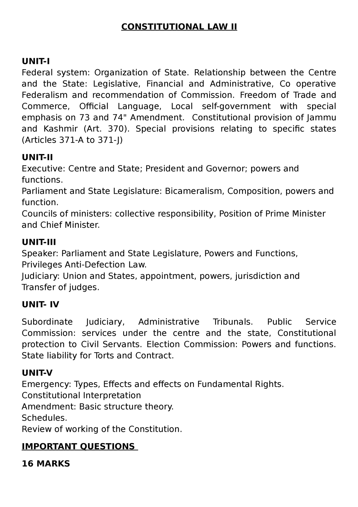 Constitutional LAW 2 - Self Made KSLU Necessary Notes - CONSTITUTIONAL ...