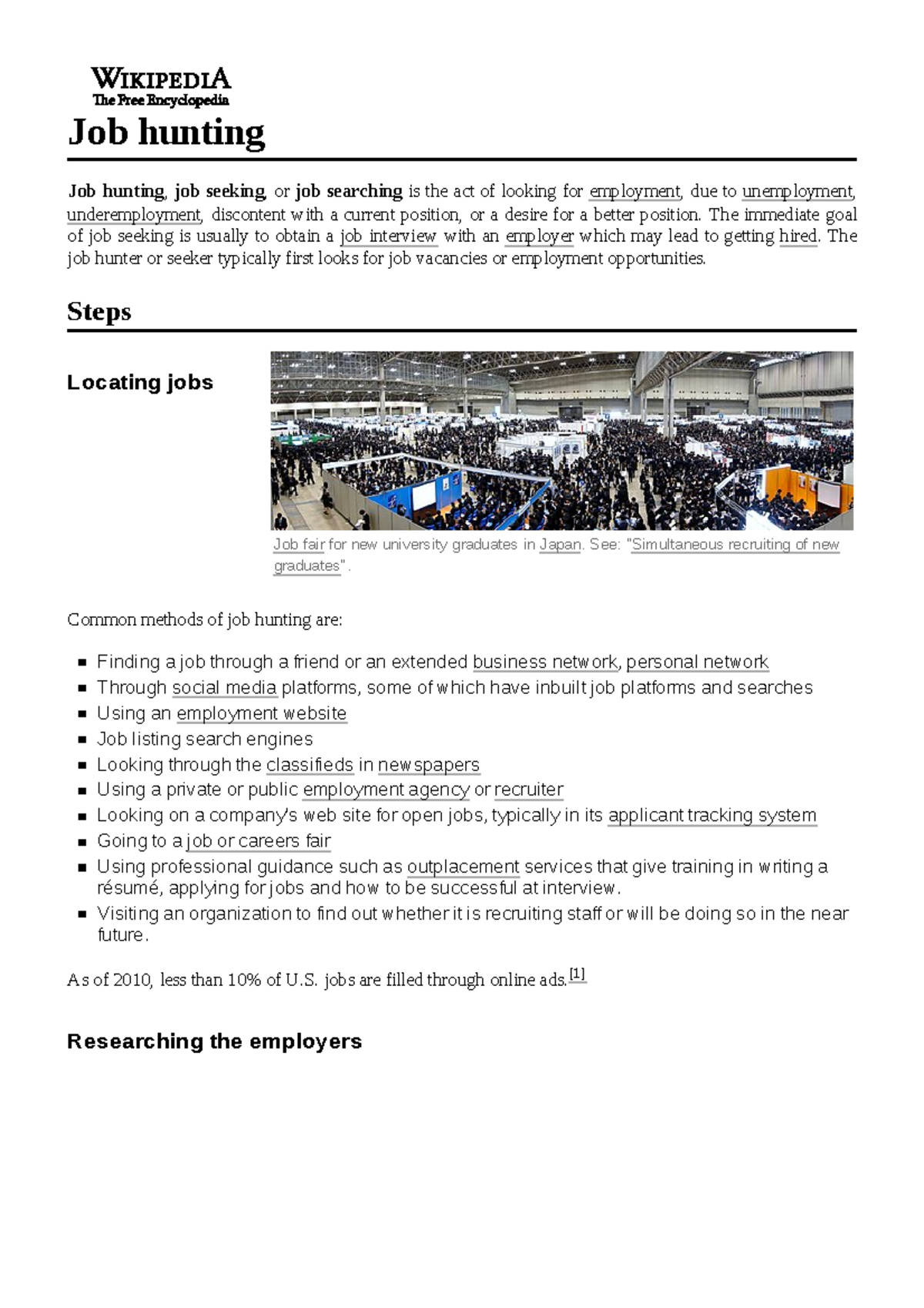 Job hunting - Job fair for new university graduates in Japan. See ...