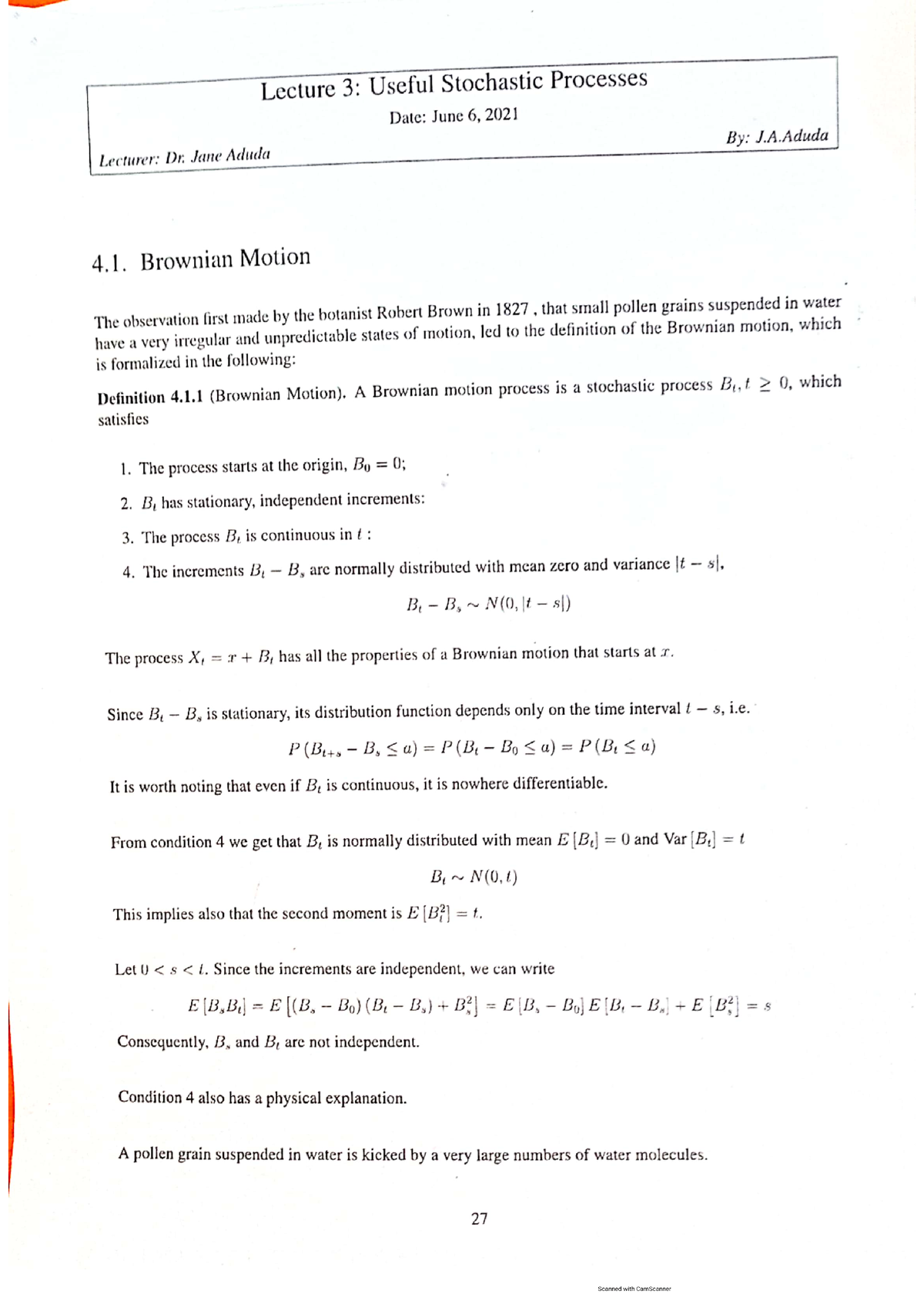 Stochastic Calculus - Actuarial science - Studocu