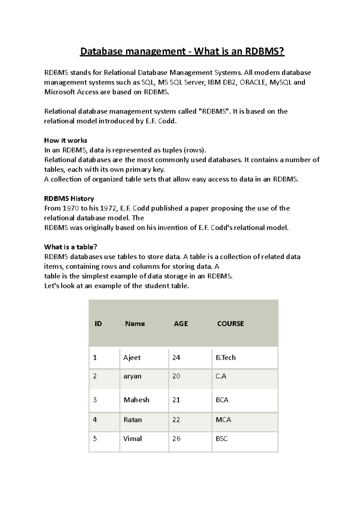 Database Management - What Is An Rdbms - Database Management - What Is ...