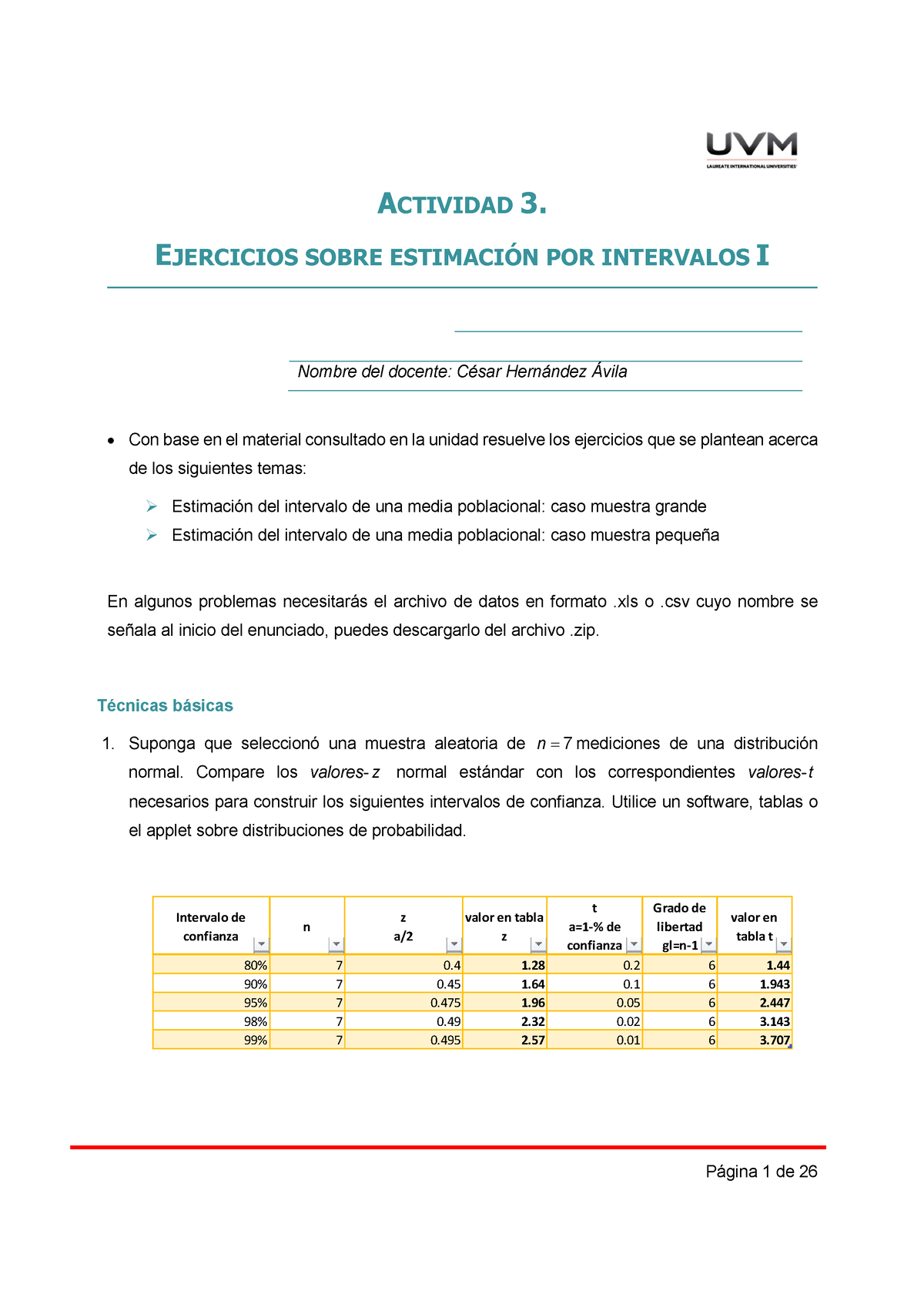 A3 A - ejercicios de estadistica - ACTIVIDAD 3. EJERCICIOS SOBRE ...