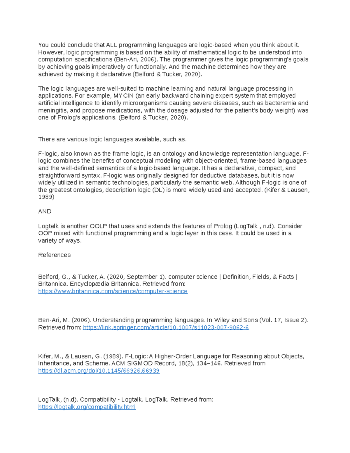 Discussion UNIT 8 CS4402 - You could conclude that ALL programming ...