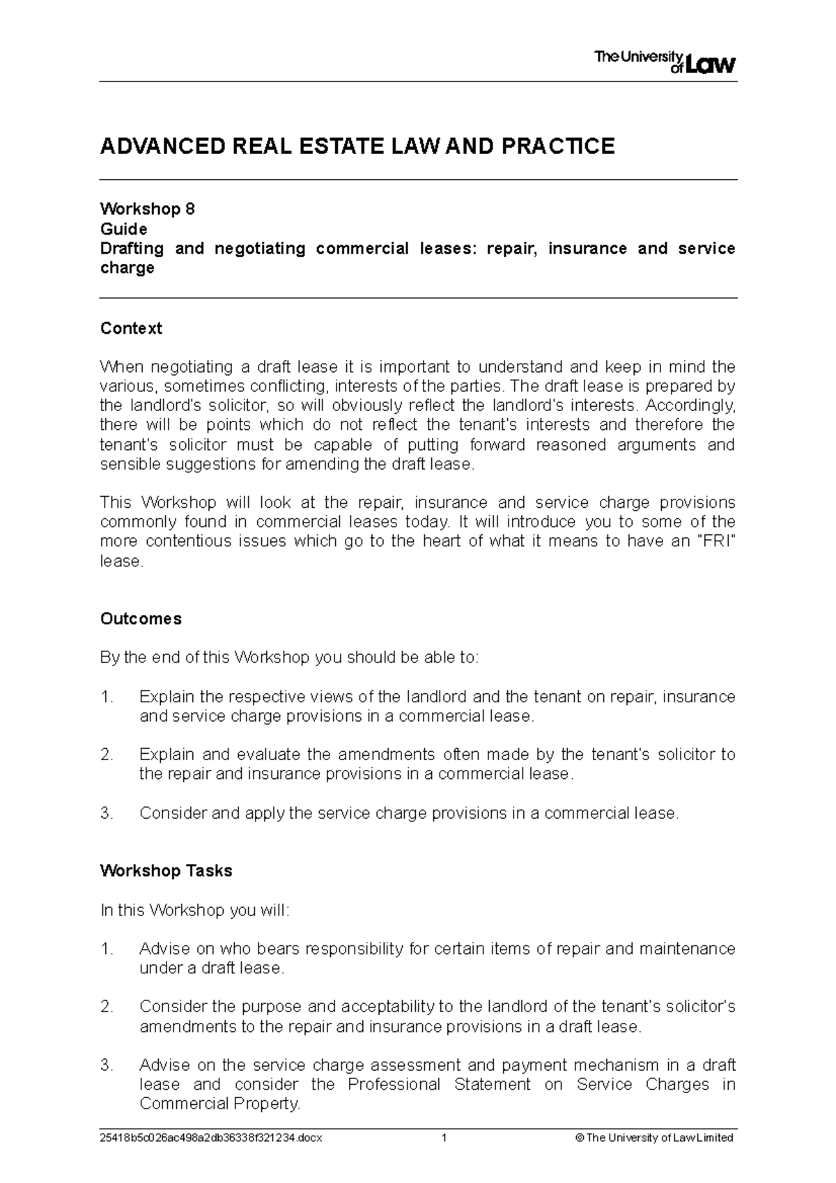 1920 are ws08 ce01 guide - ADVANCED REAL ESTATE LAW AND PRACTICE ...