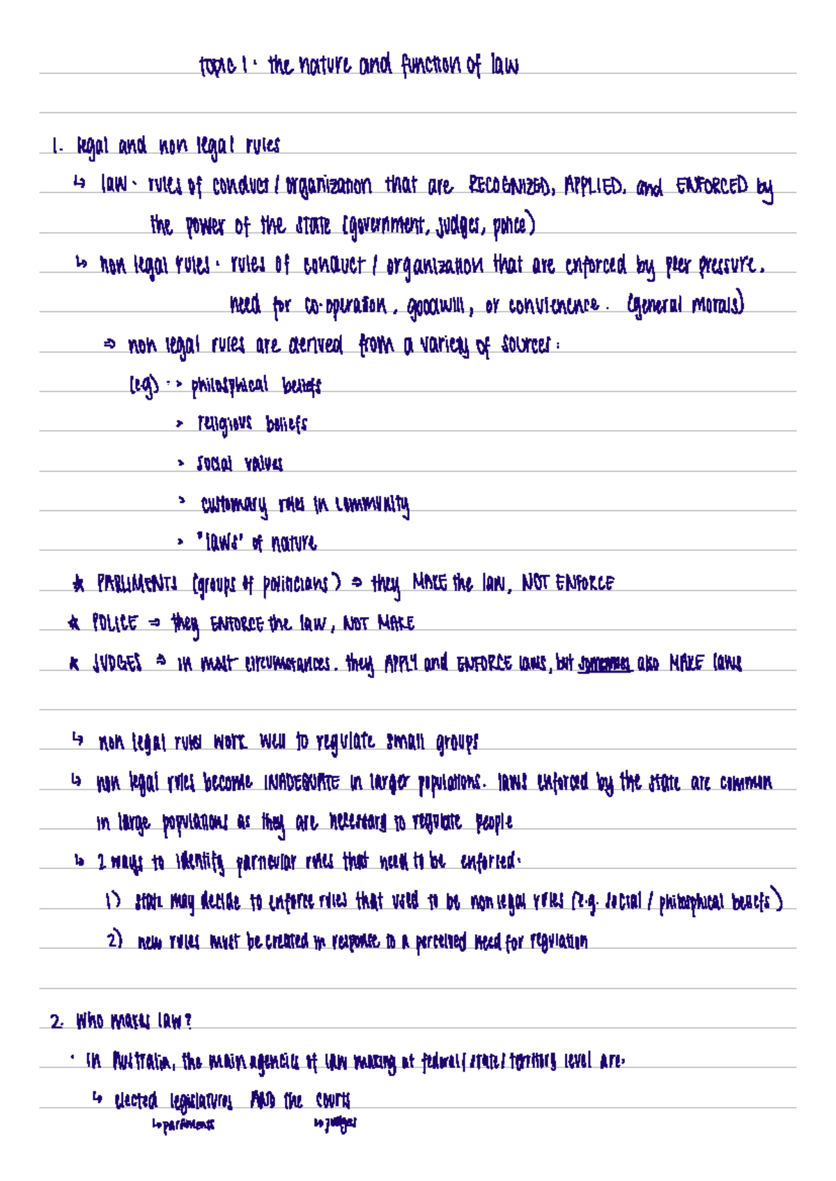 BLAW topic 1 - Lecture notes for unit 1 - topic 1 the nature and ...