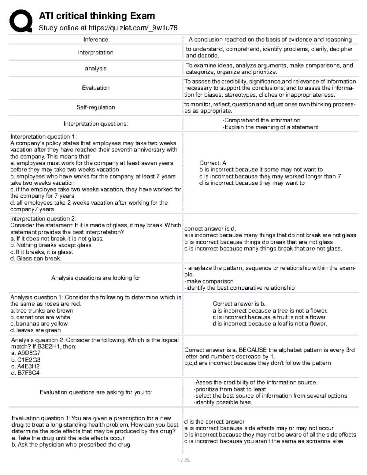 critical thinking foundations quizlet