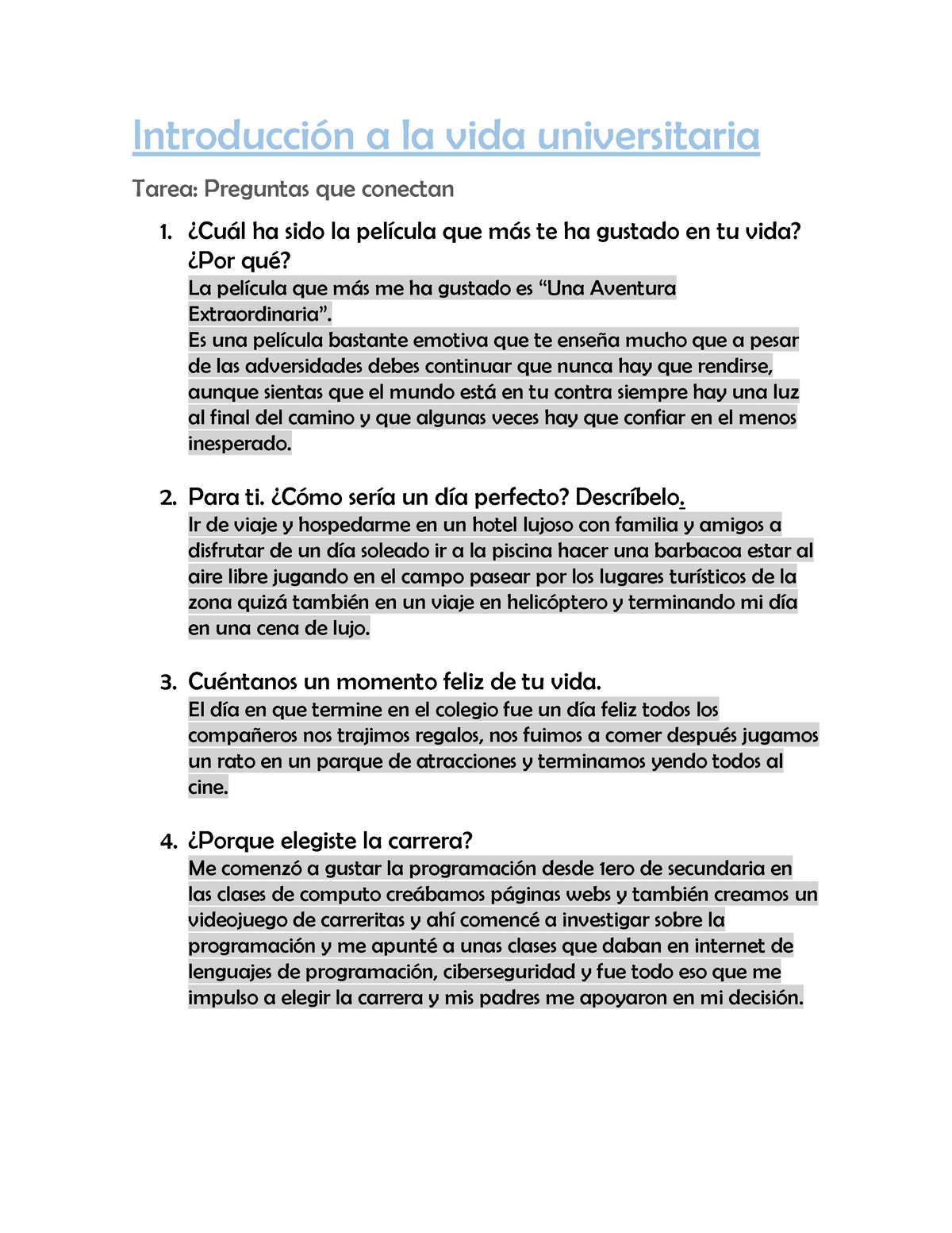 Tarea De La Semana 1 S.1 - Introducción A La Vida Universitaria Tarea ...