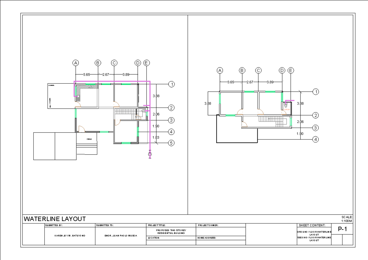 Plumbing Sewer Layout - Teacher Juan Paulo Mueca - WATERLINE LAYOUT ...