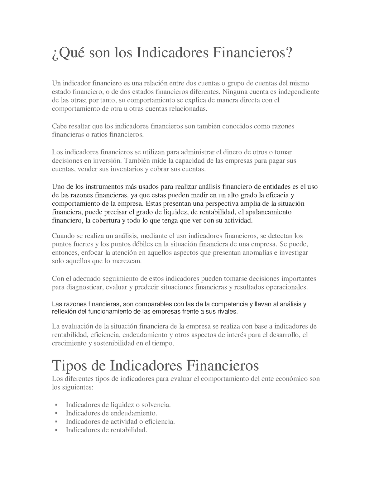 Los Indicadores Financieros - ¿Qué Son Los Indicadores Financieros? Un ...