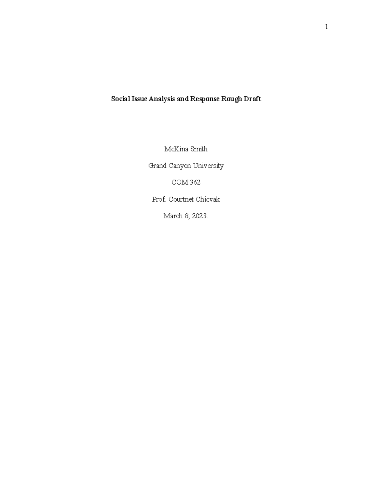 Social Issue Analysis and Response Rough Draft Chicvak March