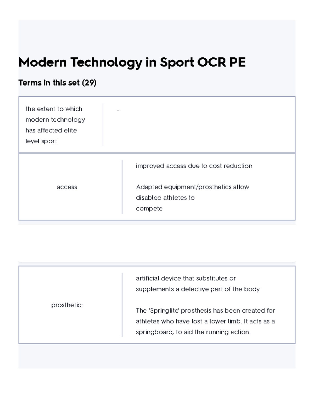 Modern Technology In Sport OCR PE Flashcards Quizlet - Modern ...