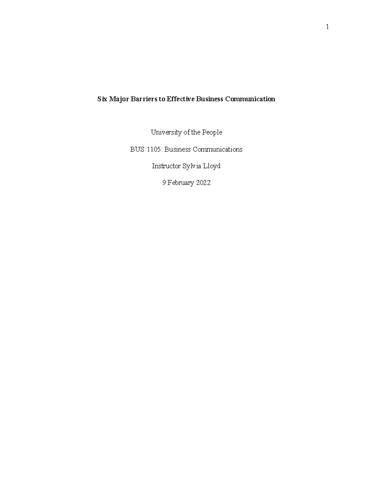 Written Assignment Unit 2: BUS 1105- Business Communications - Six ...