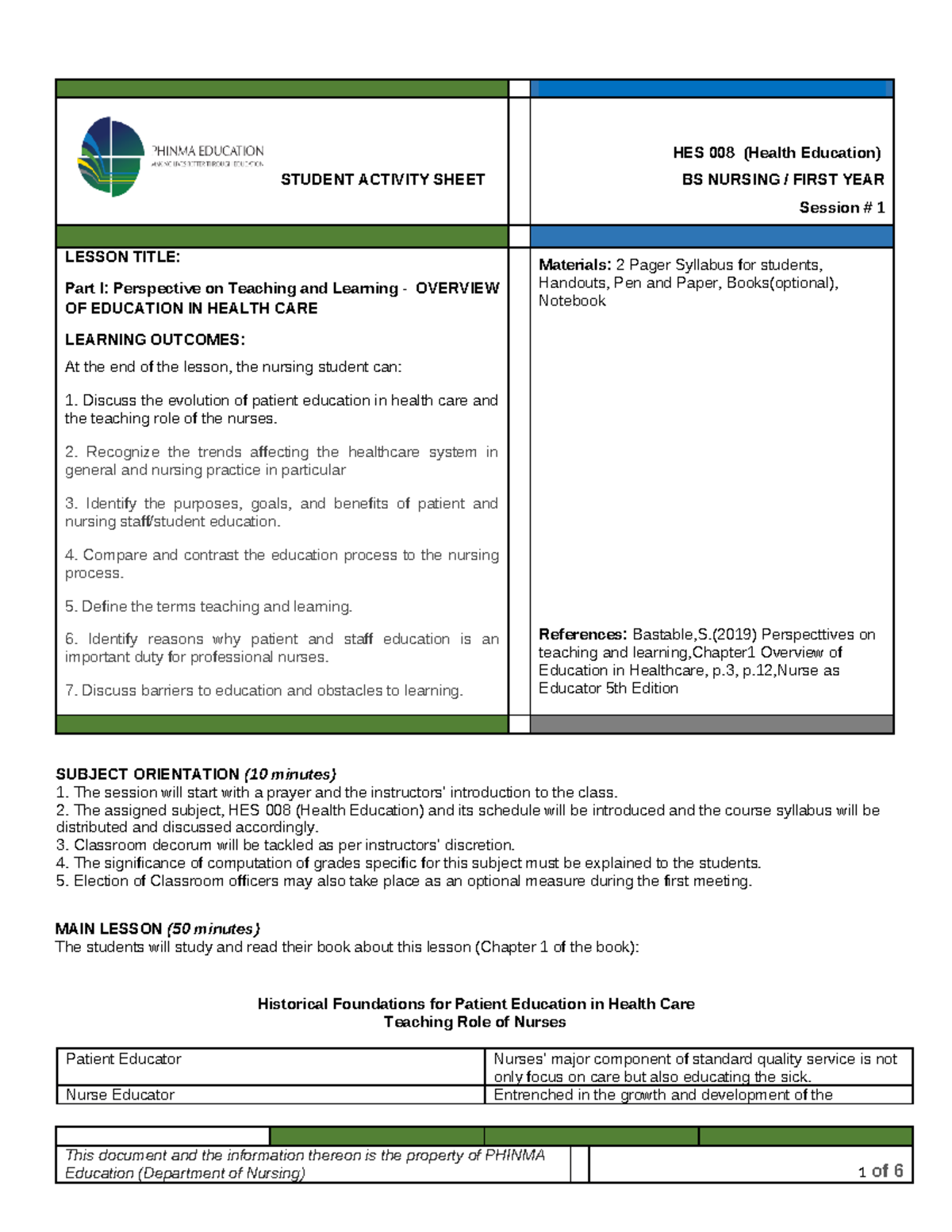 Hes Sas 1 - Generalao - Lecture Notes 4 - Hes 008 (health Education 