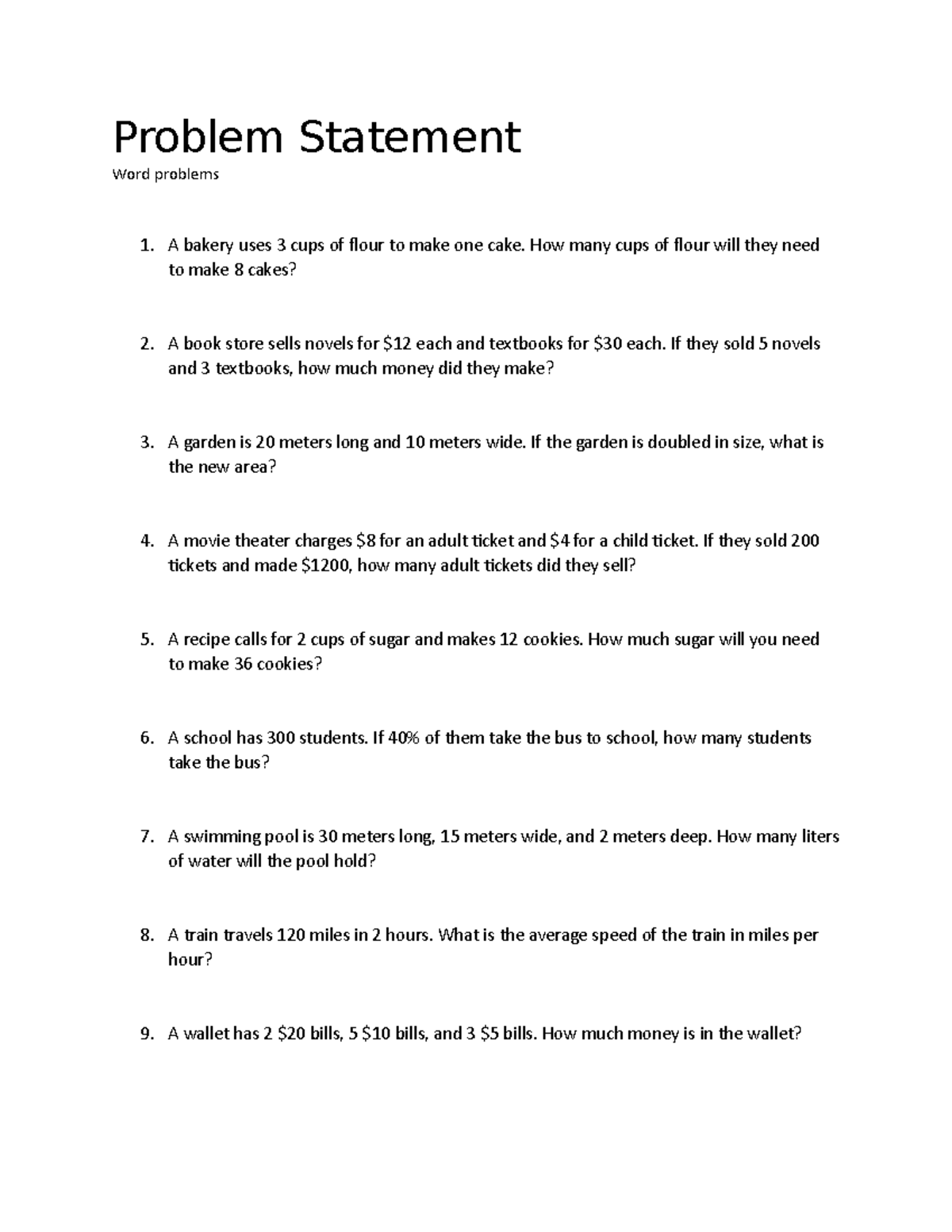 Problem Statement - self made worksheet for basic thermodynamics ...