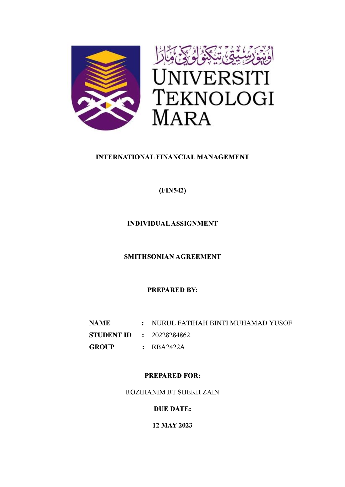 individual assignment fin542