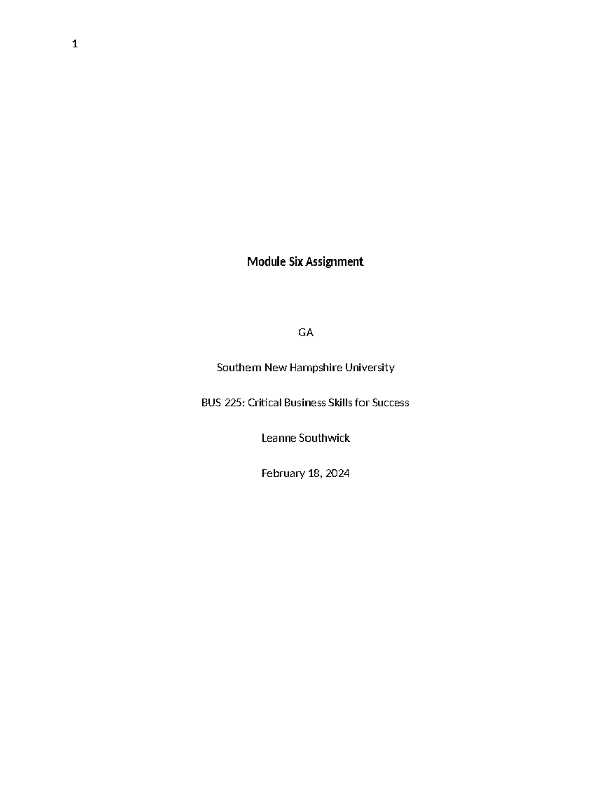 Bus225 module six assignment module six assignment ga southern new