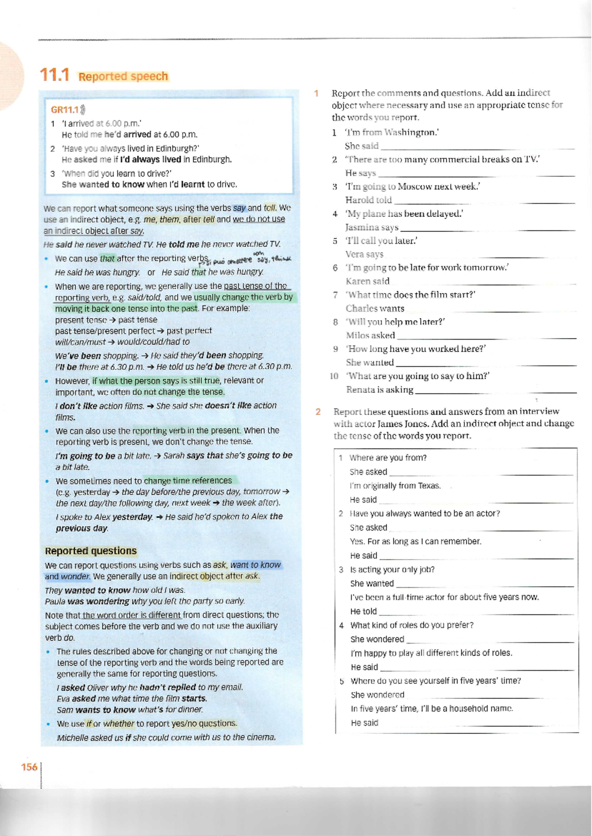 Reported speech reporting verbs - 11 Reported speech 1 Report the ...
