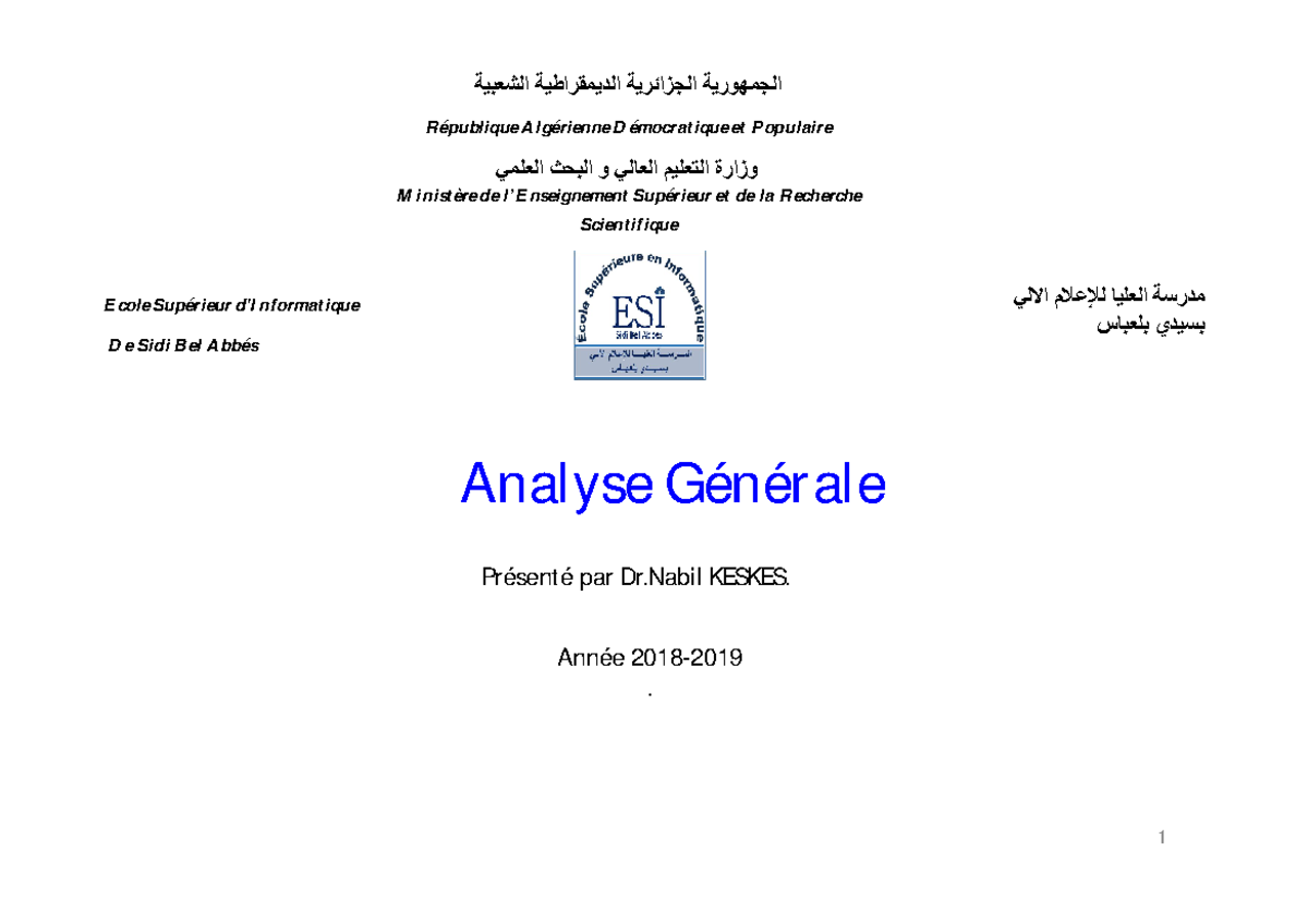 1Analyse Generale analyse de données Analyse Générale Présenté par